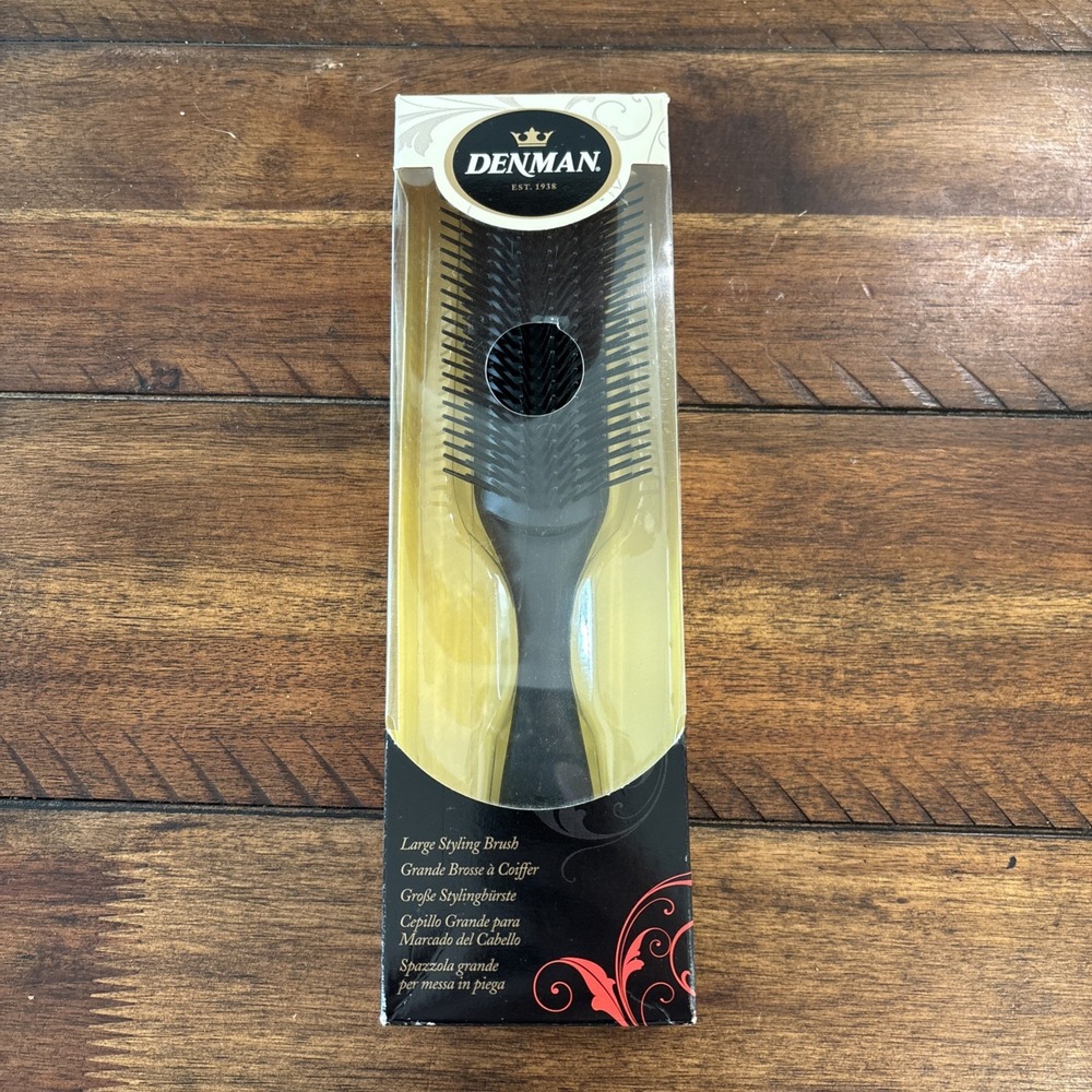 Denman D4P - Large 9 Row Styling Hairbrush in all Black - Made in UK